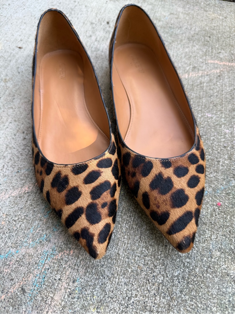 J. Crew Leopard Print Pointed Toe Flats - Brown and Black